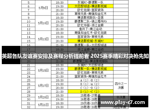 英超各队友谊赛安排及赛程分析提前看 2025赛季精彩对决抢先知