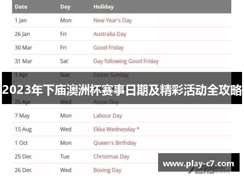 2023年下庙澳洲杯赛事日期及精彩活动全攻略