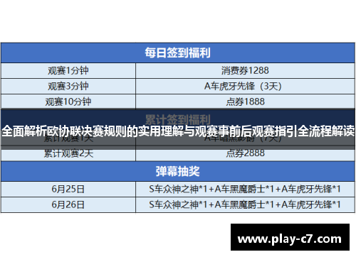 全面解析欧协联决赛规则的实用理解与观赛事前后观赛指引全流程解读